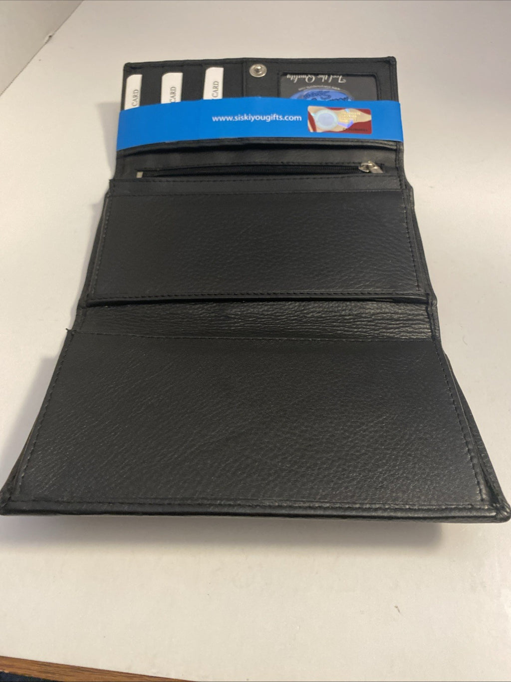 Michigan State University FINE LEATHER LADIES WALLET BLACK METAL GATOR HEAD