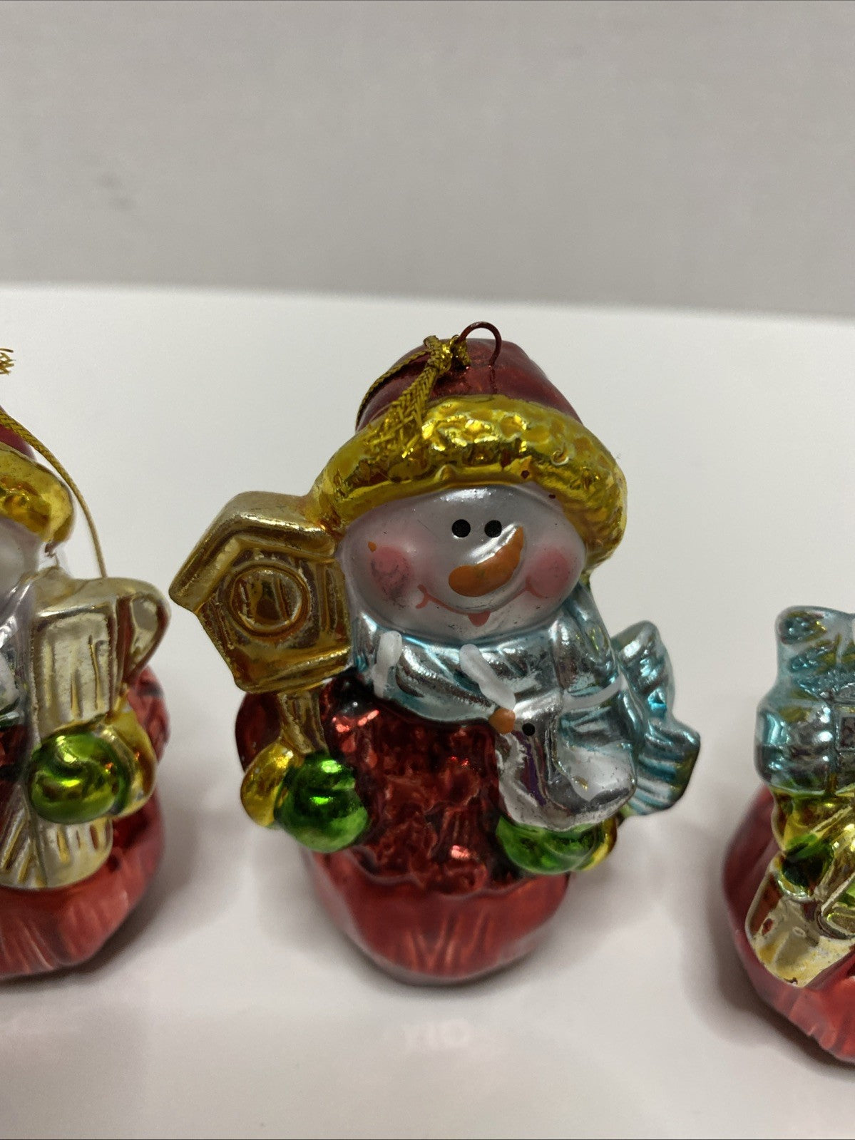 Christmas Tree Snowman Ornaments with Hangers 4 ea Small 3"