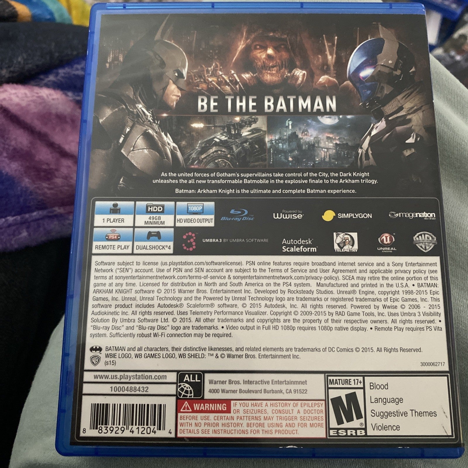 Batman: Arkham Knight (Sony PlayStation 4, PS4 2015) Complete Tested
