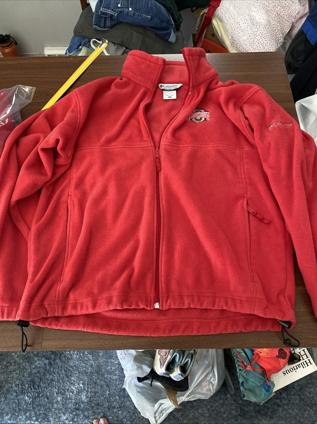 Columbia adult large Ohio State University buckeyes long sleeve zip up fleece