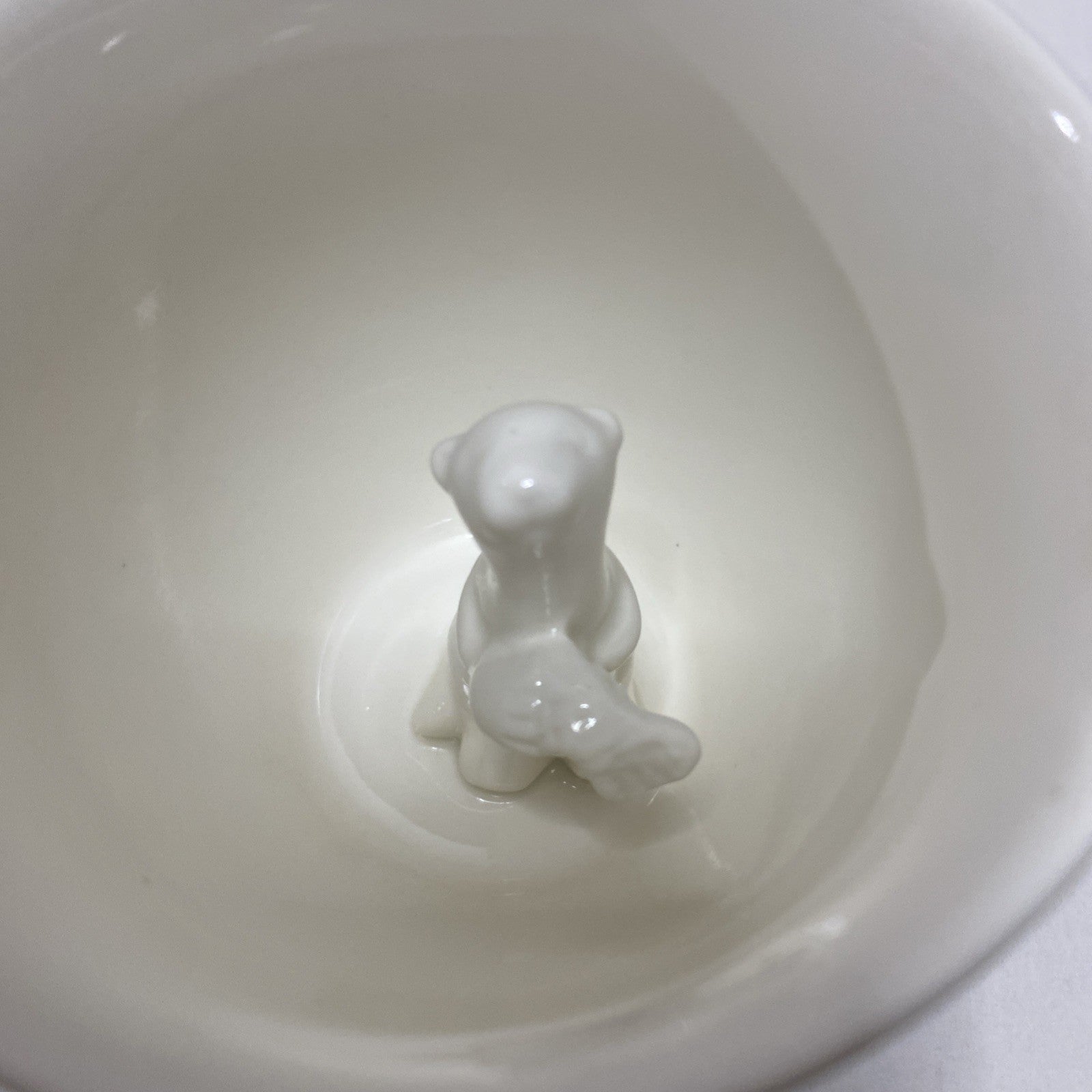 Gray Coffee Mug with Peek-a-Boo Bear with Fish - Made by Creature Cups - 8 oz