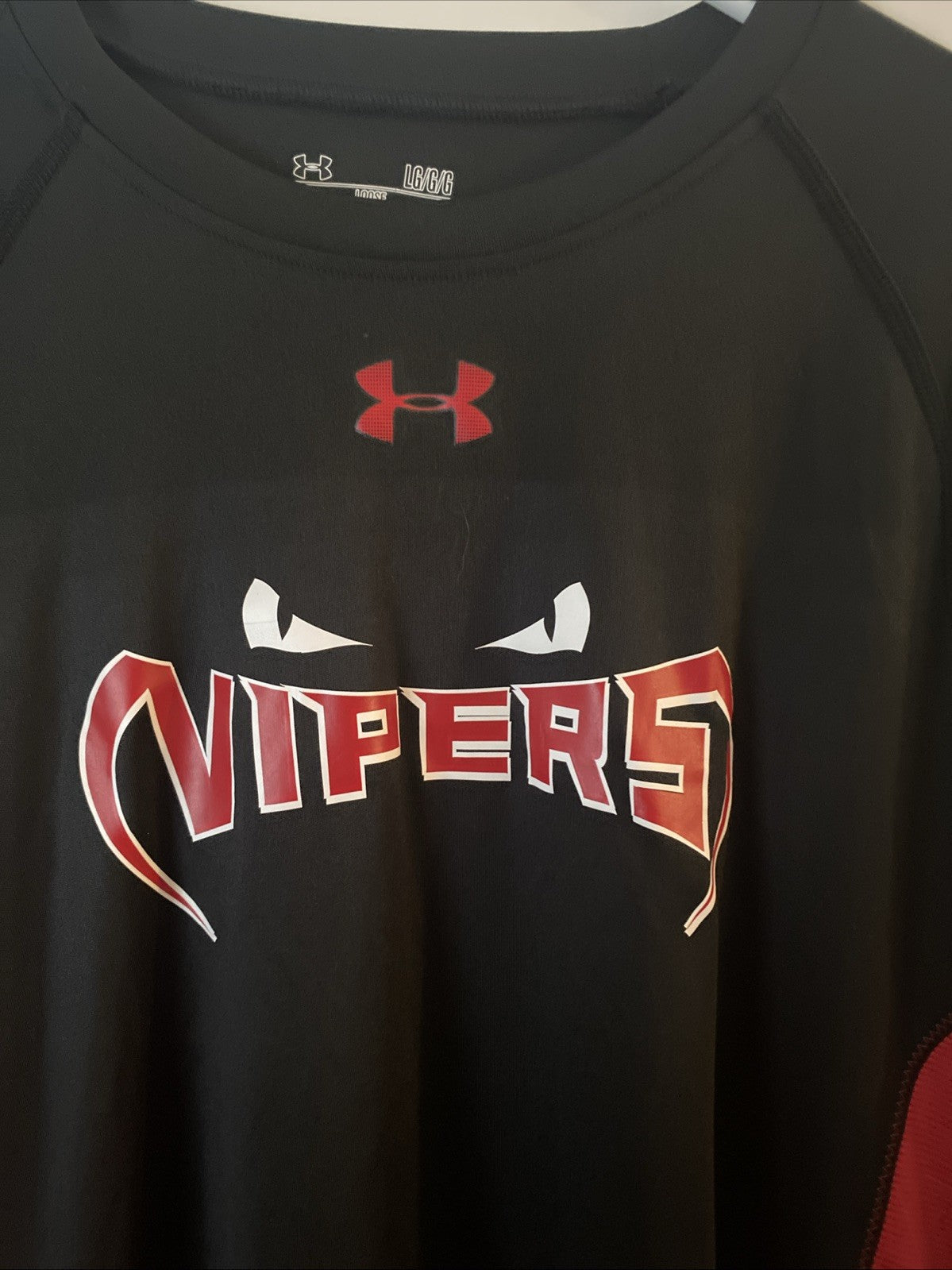 Under Armour Heat Gear Loose Fit Viper Blue And Red Shirt Men's Large Short Slv