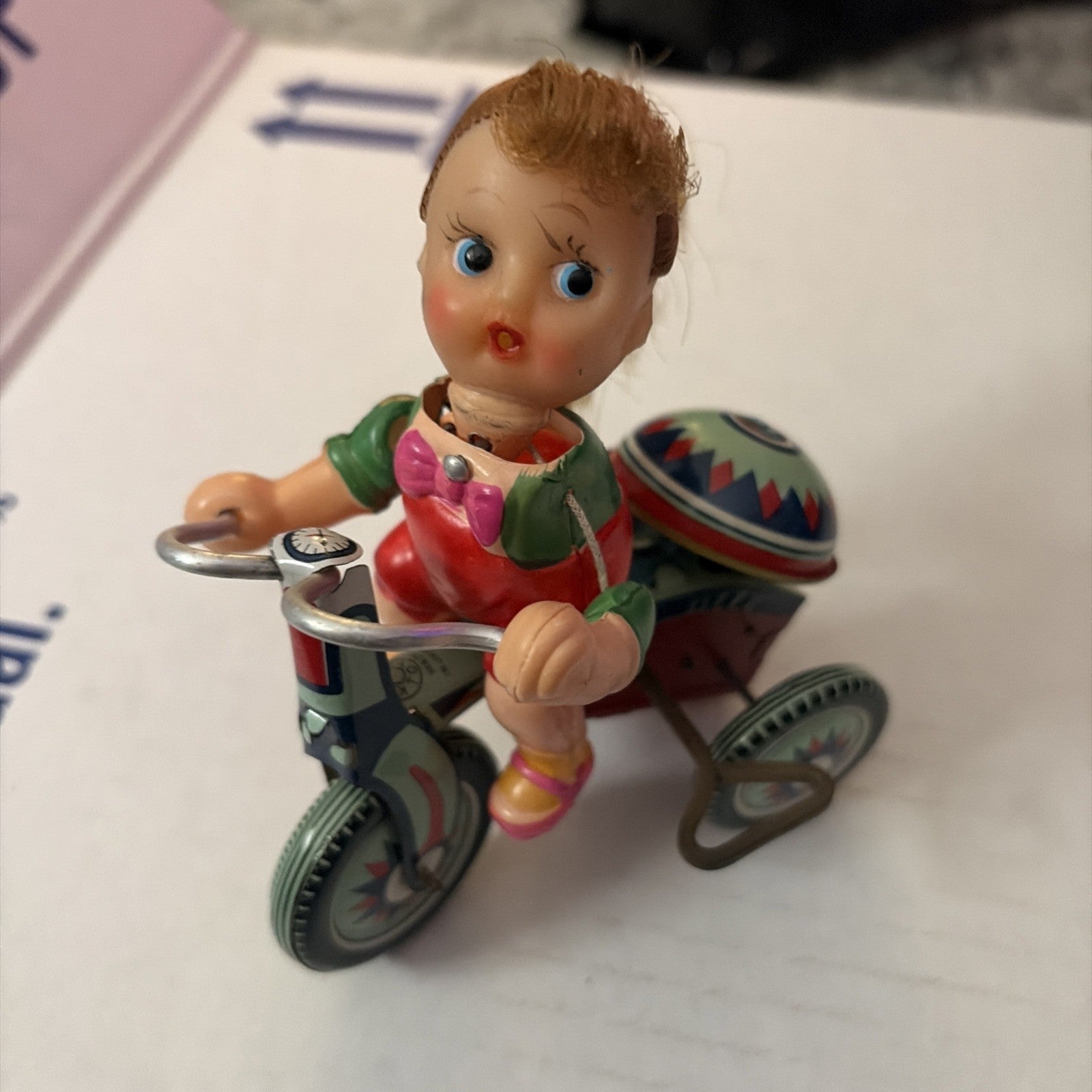 Vintage Pony Tail Doll on Tricycle Kanto Toys Japan Wind-Up Works
