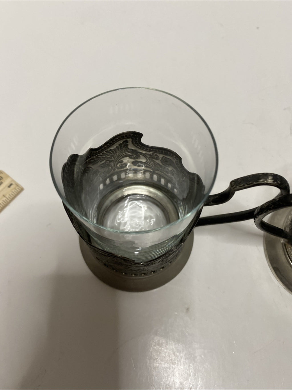 Tea Glass with Metal Holder, Fancy Filigree, Podstakannik, Hunt for Red October
