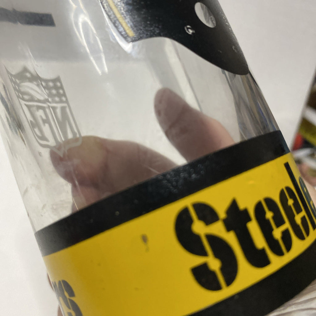 Vintage 1990's NFL Football PITTSBURGH STEELERS 12oz Glass Mug (5.5” Tall)  NICE