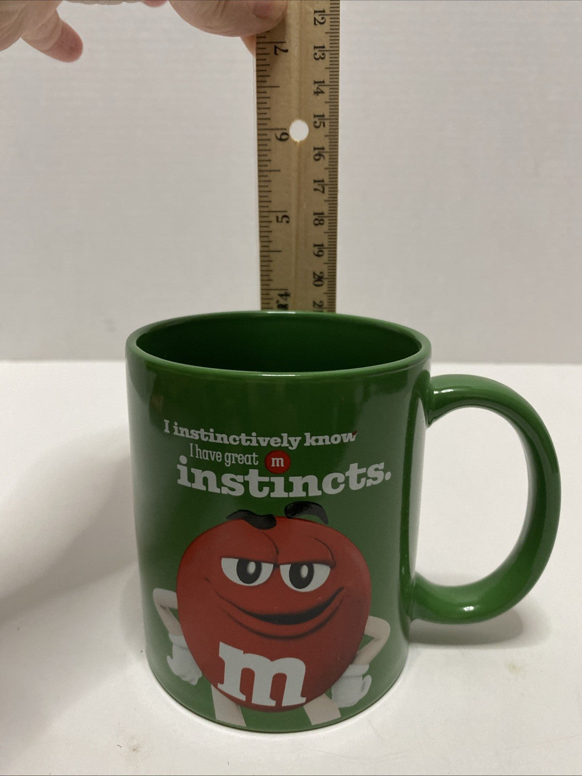 Collectible M&M Candy Green Coffee Cup Mugs -INSTINCTS-Excellent Condition- 12oz
