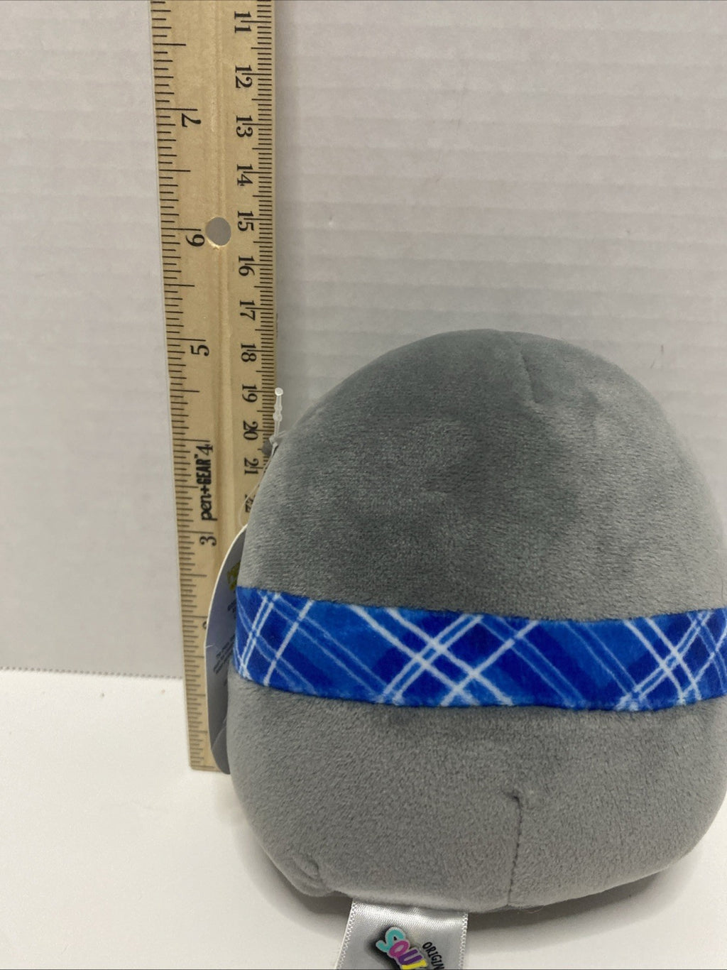 Squishmallow 6”Jen Penguin Grey White Plush Blue Plaid Scarf Kellytoy