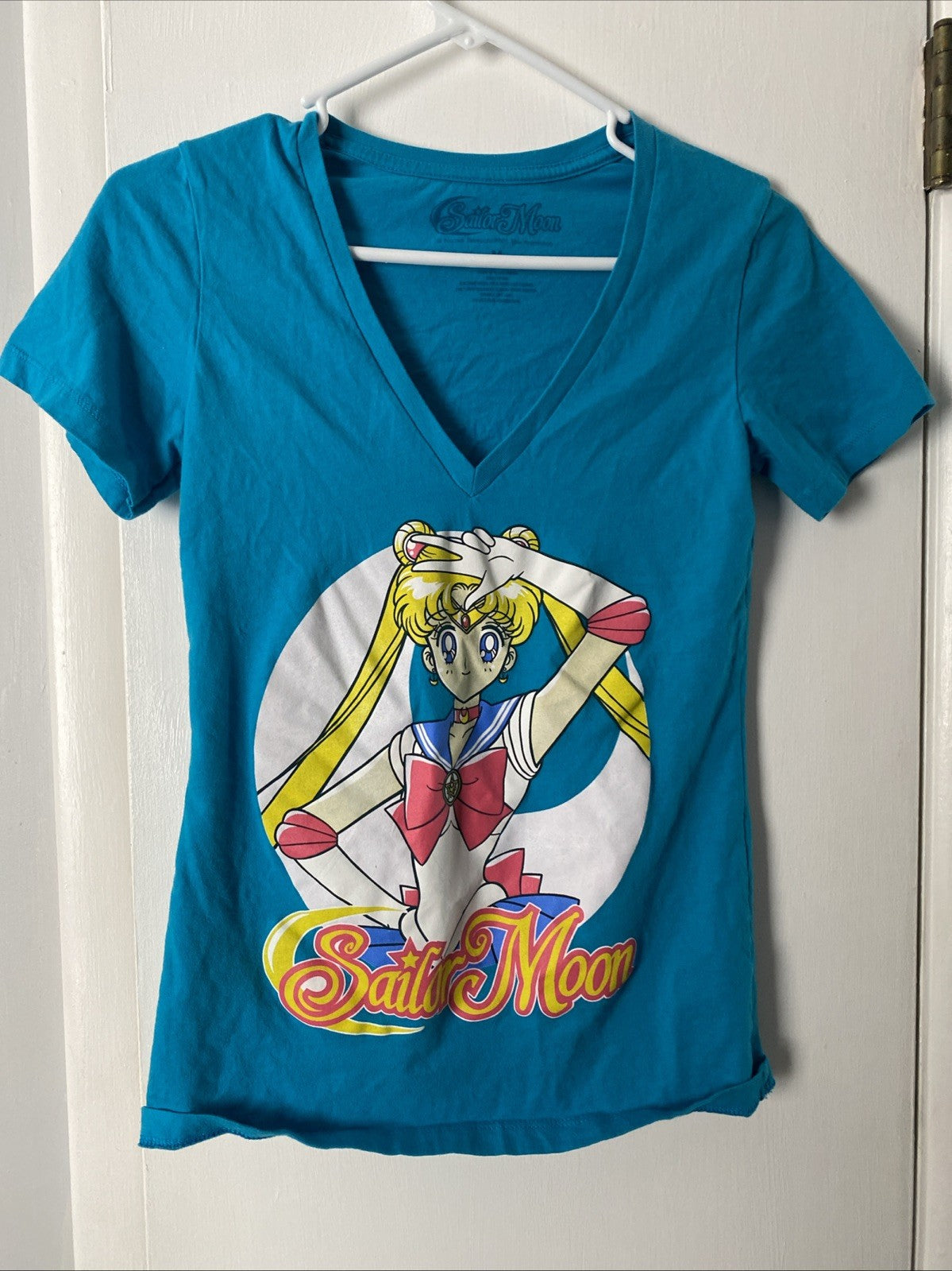 Women’s Cut Sailor Moon Shirt Size Medium Short Sleeve Blue 