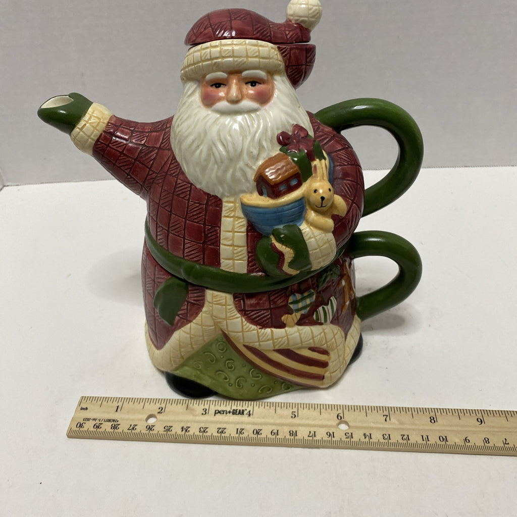 Susan Winget Certified International Company Stacking  Santa Teapot and Mug/ Cup