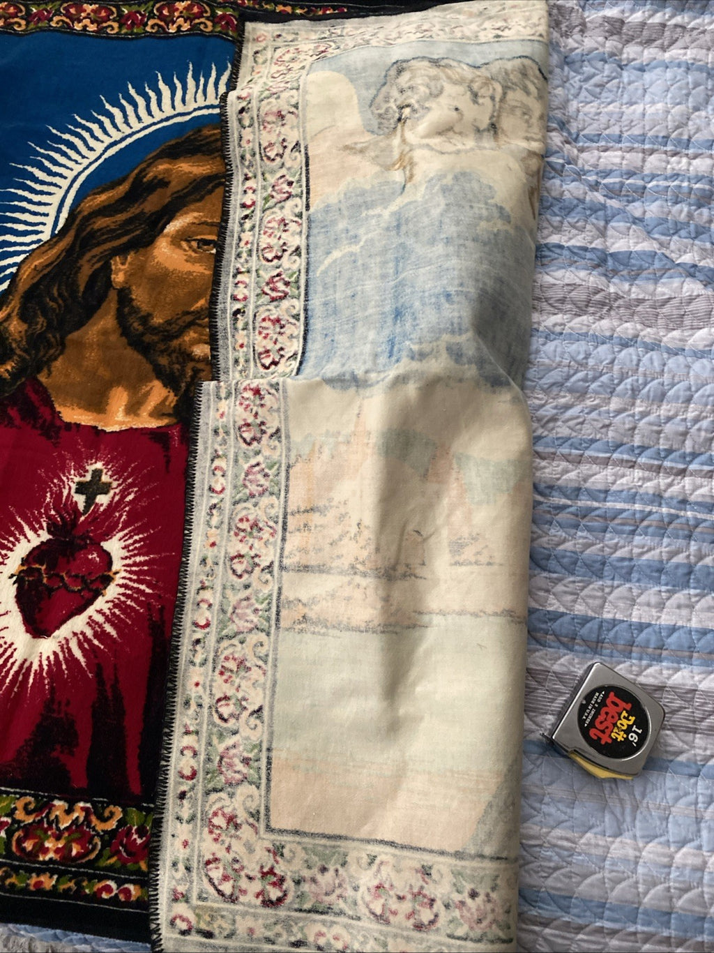 Jesus Sacred Heart Wall Tapestry 57" X 38" Made In Turkey Mid Century Vintage 