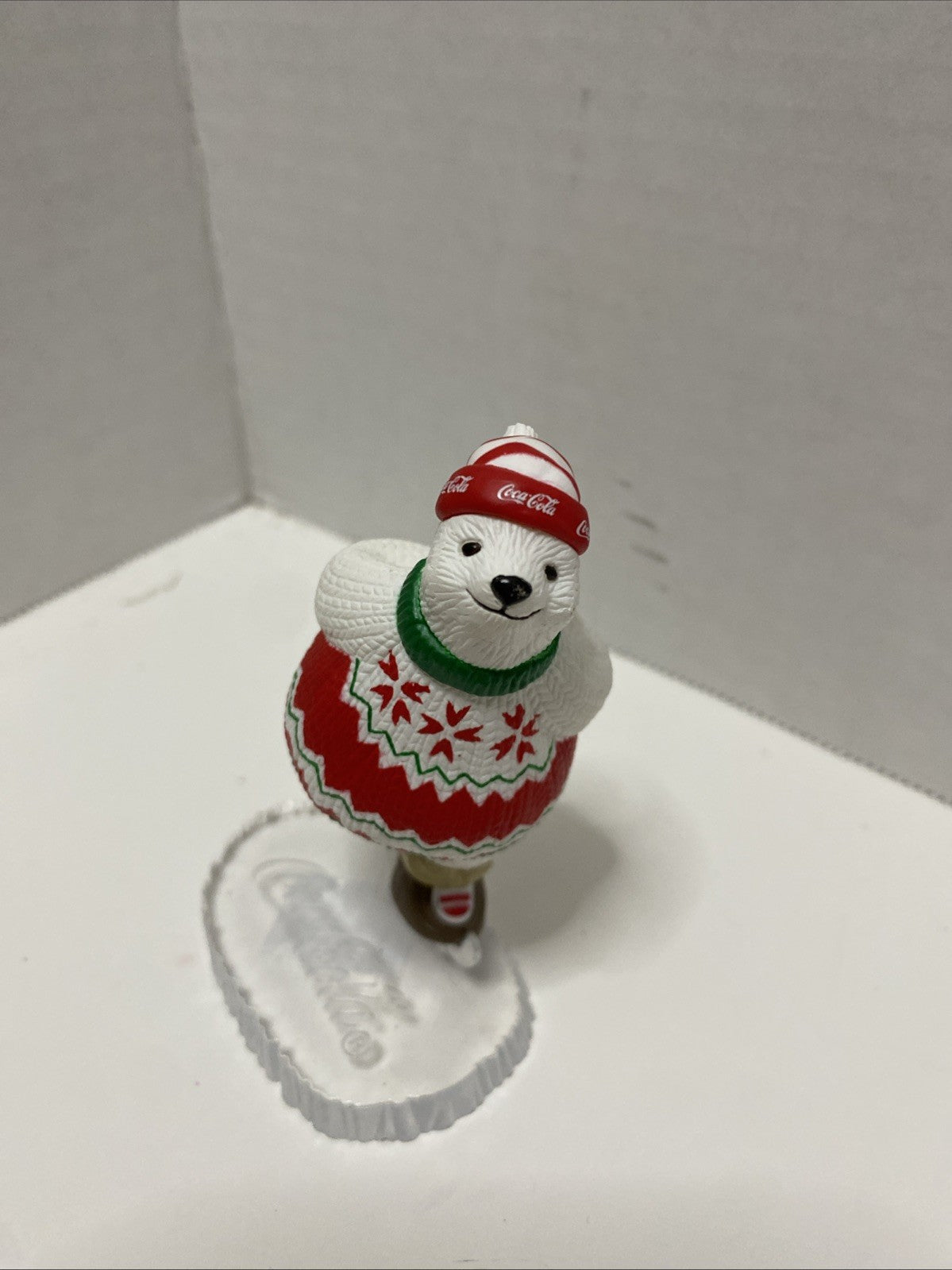 Coca-cola Polar Bear Skating Polar Bear Christmas Ornament 1995 Vintag