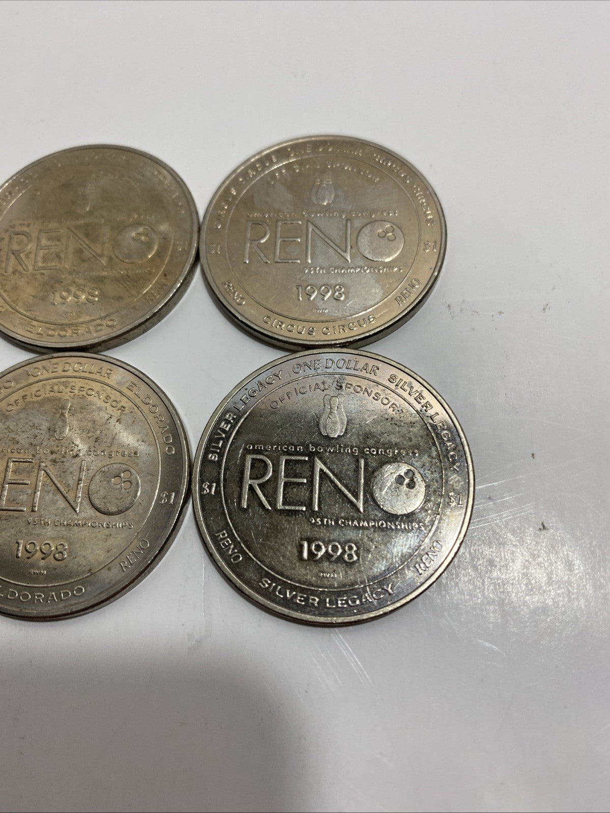 American Bowling Congress Tournament Reno, NV 6 Casino Tokens 1998 Without Box