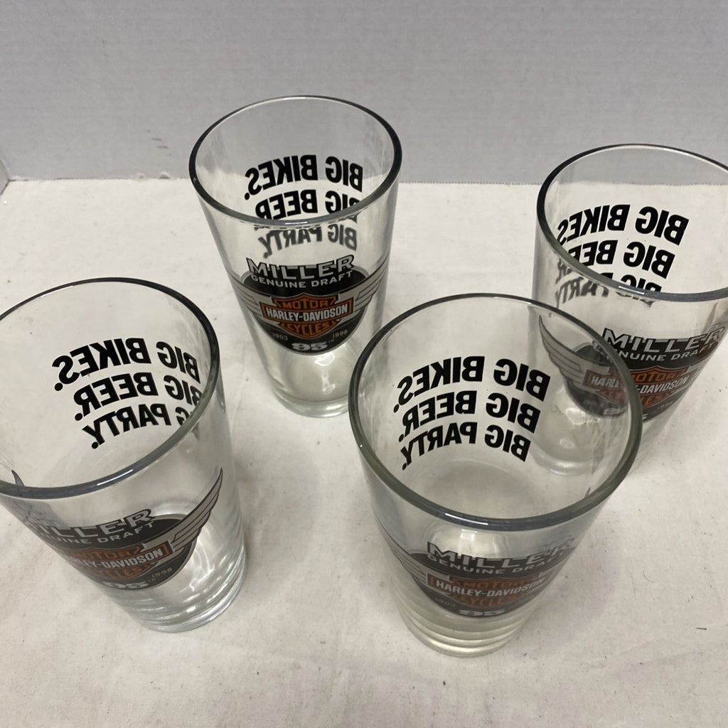 Miller Genuine Draft Harley Davidson 95th Anniversary Pint Beer Glass Set Of 4