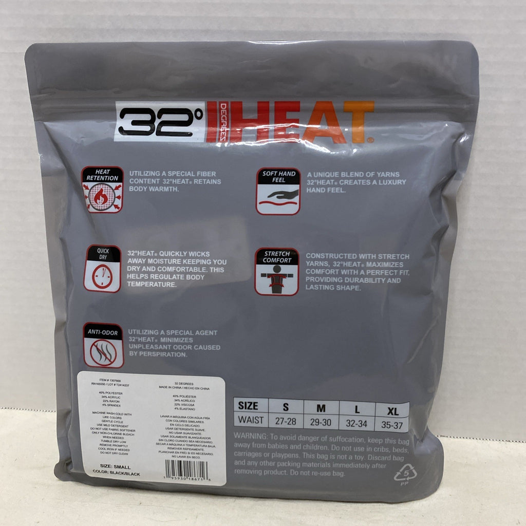 New 32 DEGREES HEAT Ladies Small 2 Pack Black Thermal Base Layer Pants
