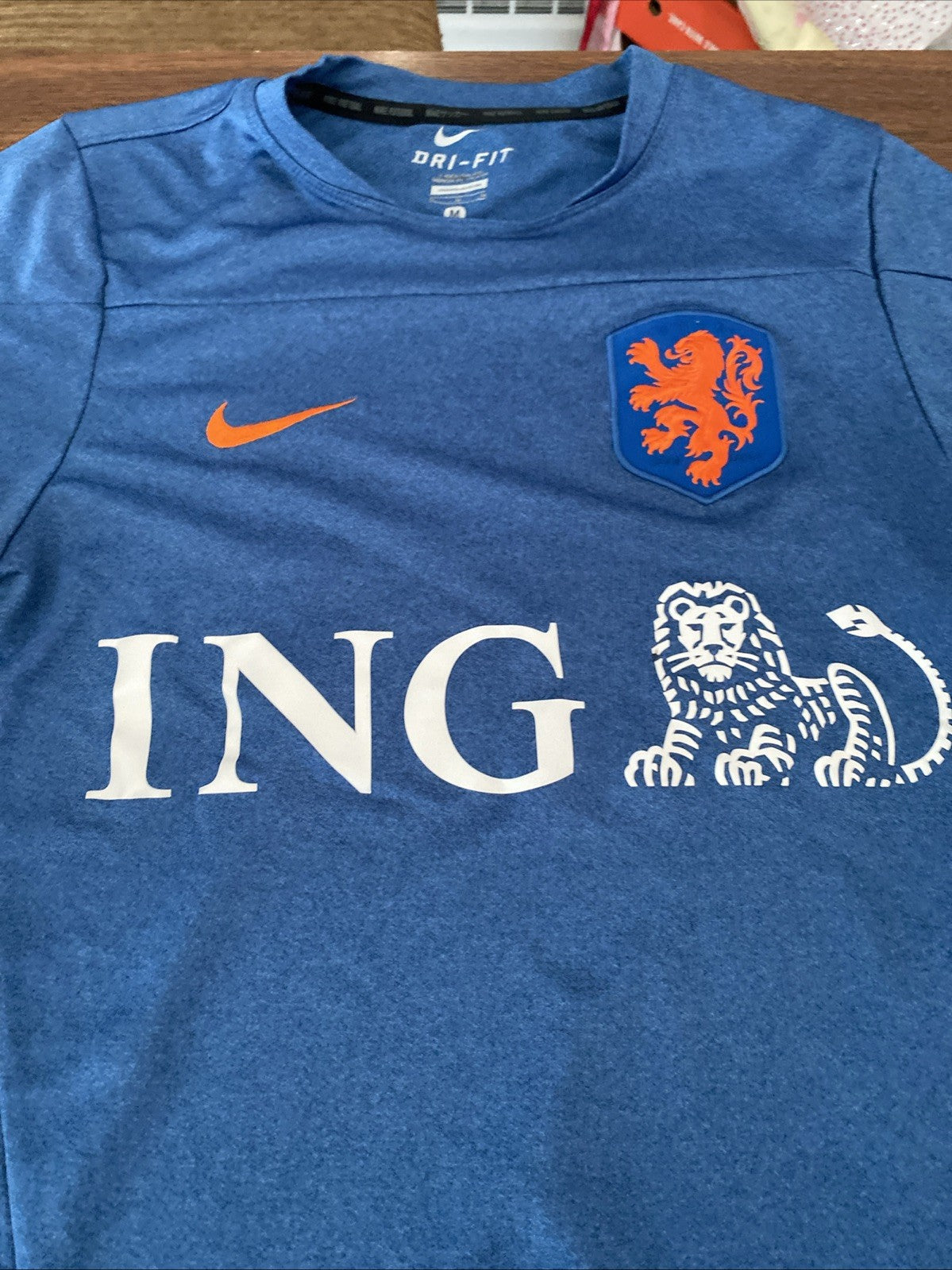 Nike Netherlands KNVB Holland Away Soccer Jersey 2014 Blue Orange Mens Medium