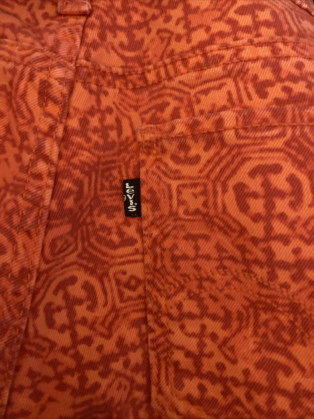 Levi Women’s 524 Two Super Low Jeans 13M 31x32 Orange Pattern
