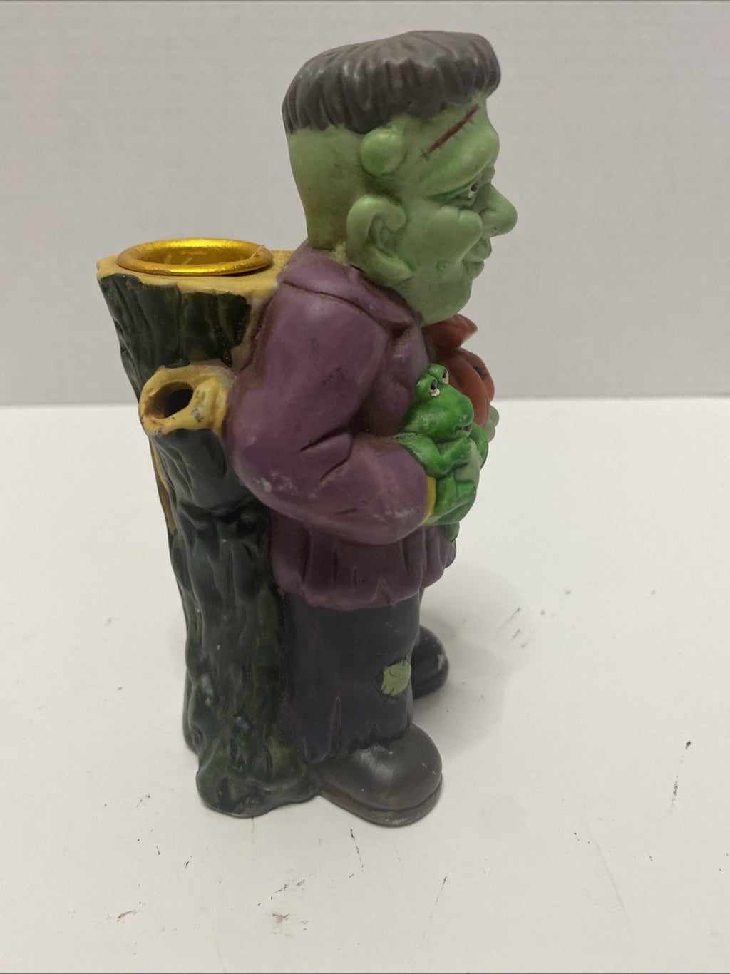 Vintage Fun World Ceramic Creature Frankenstein 6” Candle Holder No Box