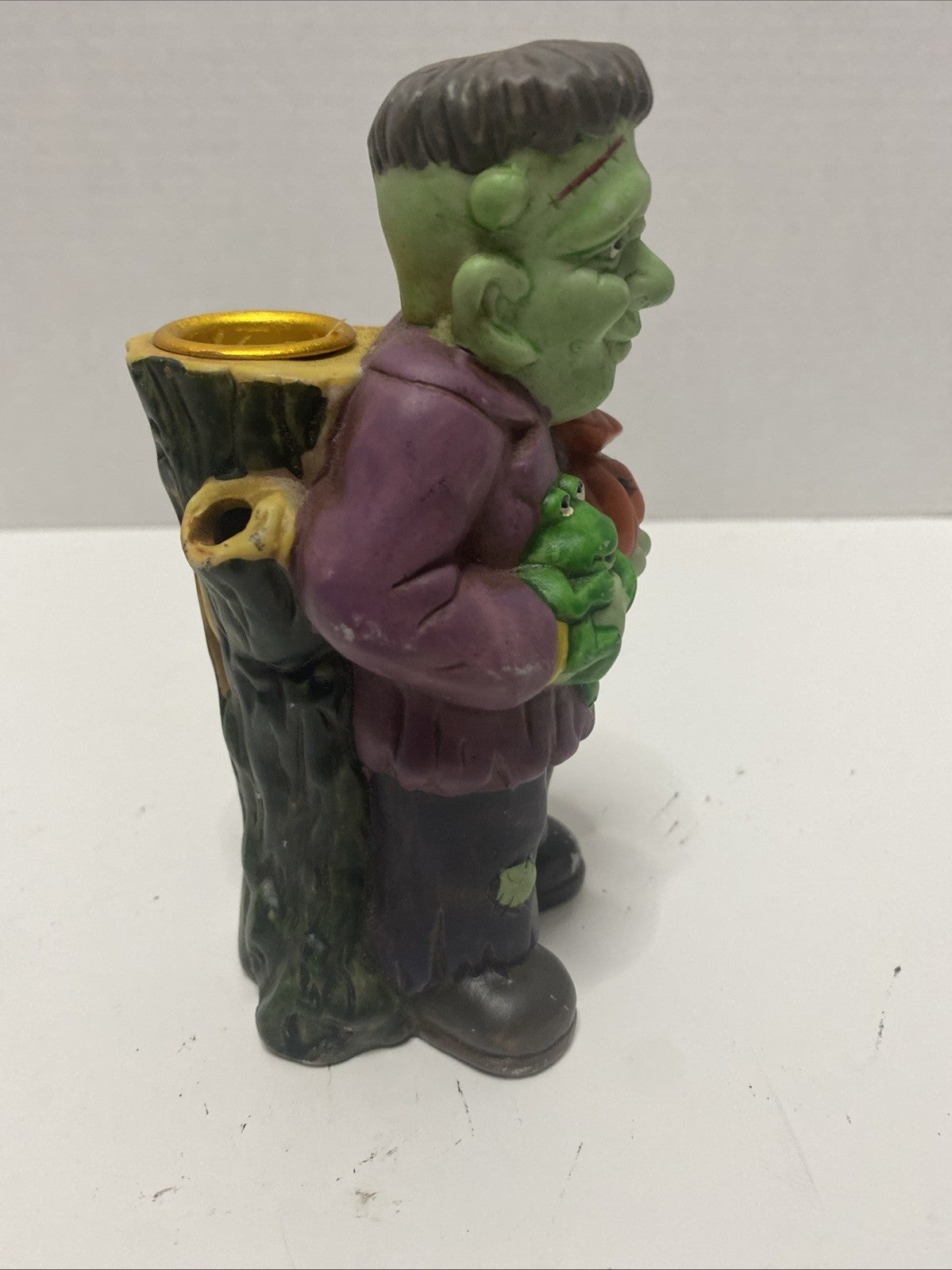 Vintage Fun World Ceramic Creature Frankenstein 6” Candle Holder No Box