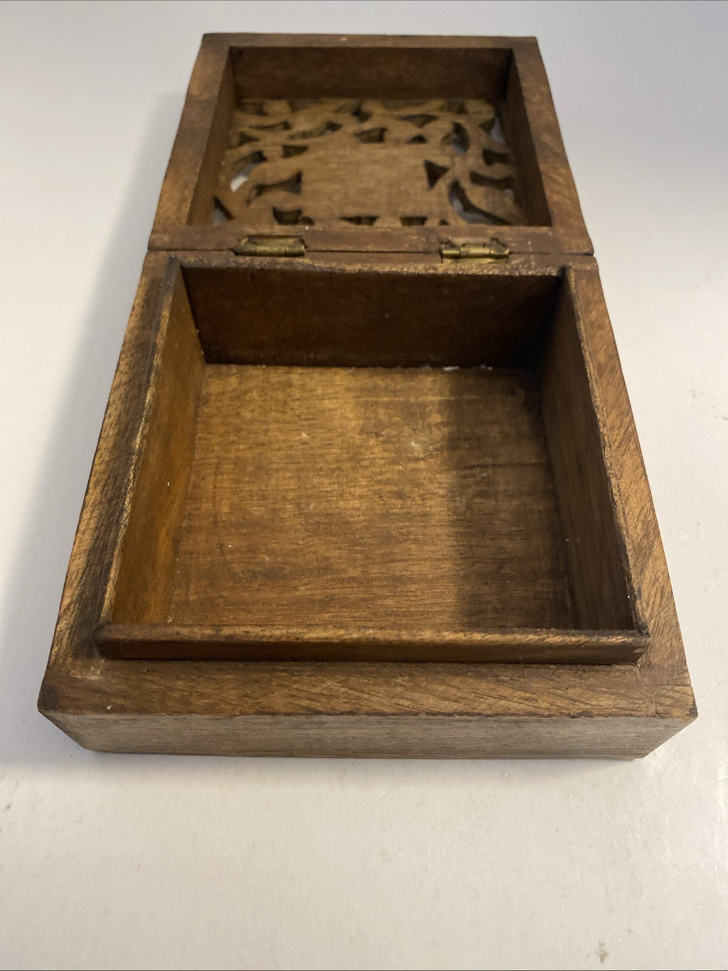 Vintage Hand Crafted Wooden Keepsake Box 5” x 5” x 2.25”