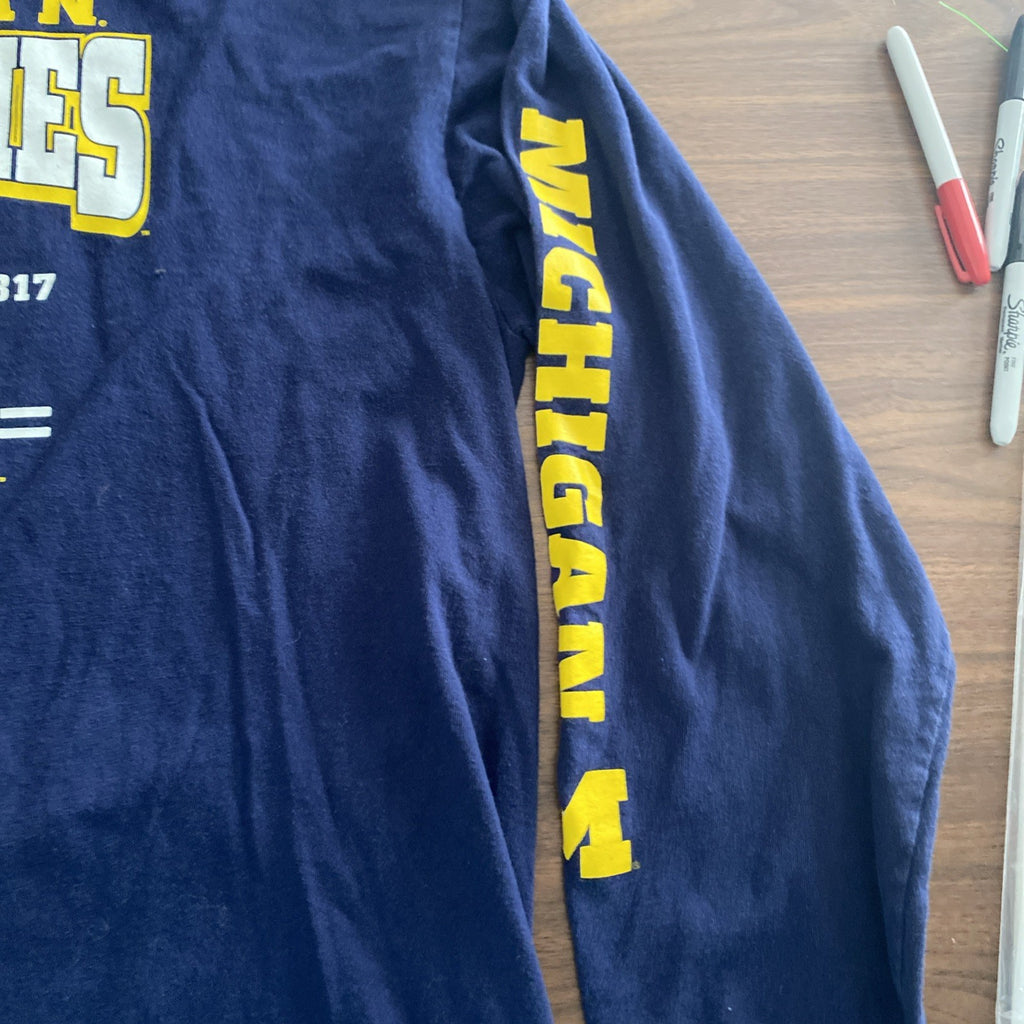 Men’s pro edge 2XL Michigan wolverine athletics long sleeve T-shirt blue