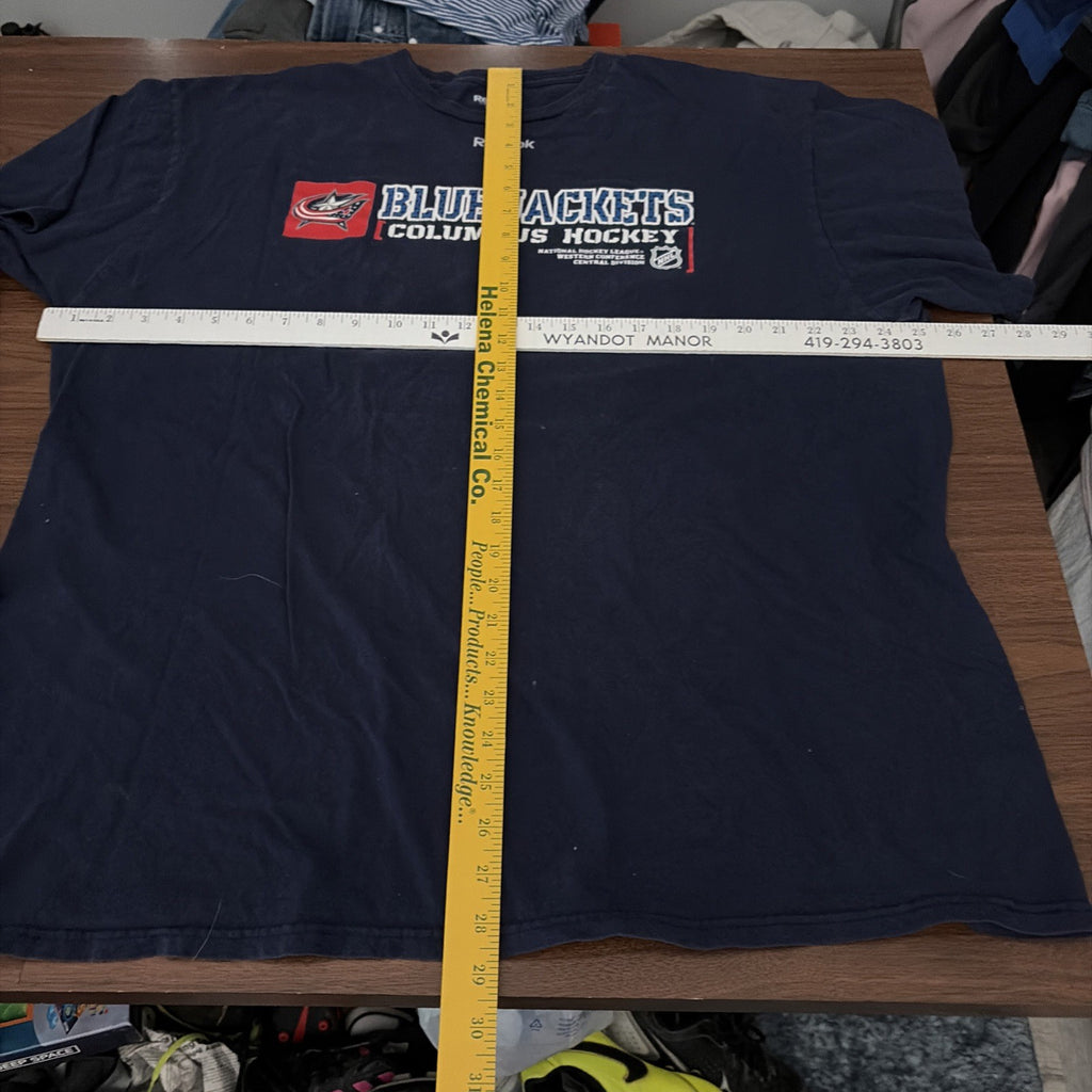 Reebok Men’s 2XL NHL Columbus Blue Jackets Hockey T-Shirt Short Sleeve Blue