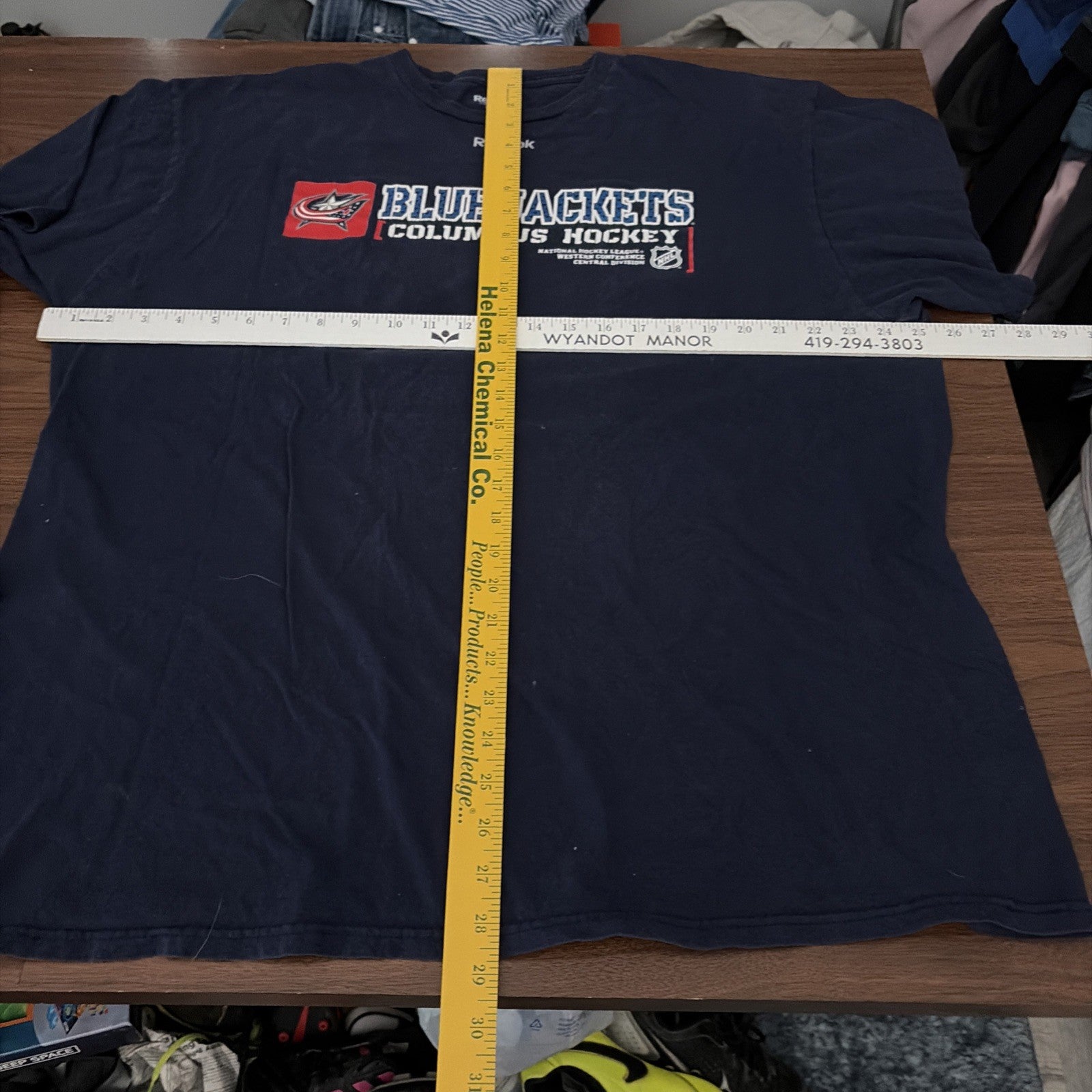 Reebok Men’s 2XL NHL Columbus Blue Jackets Hockey T-Shirt Short Sleeve Blue