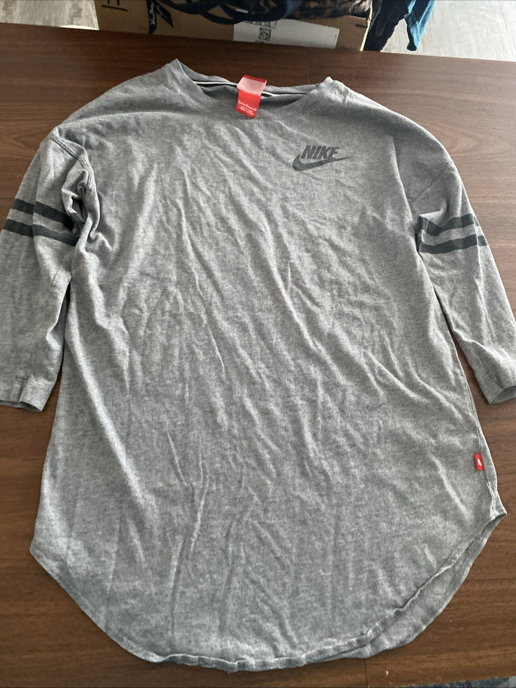 Nike Shirt Women Small Ladies Gray Round Neck Spell out Logo Just Do it Vintage