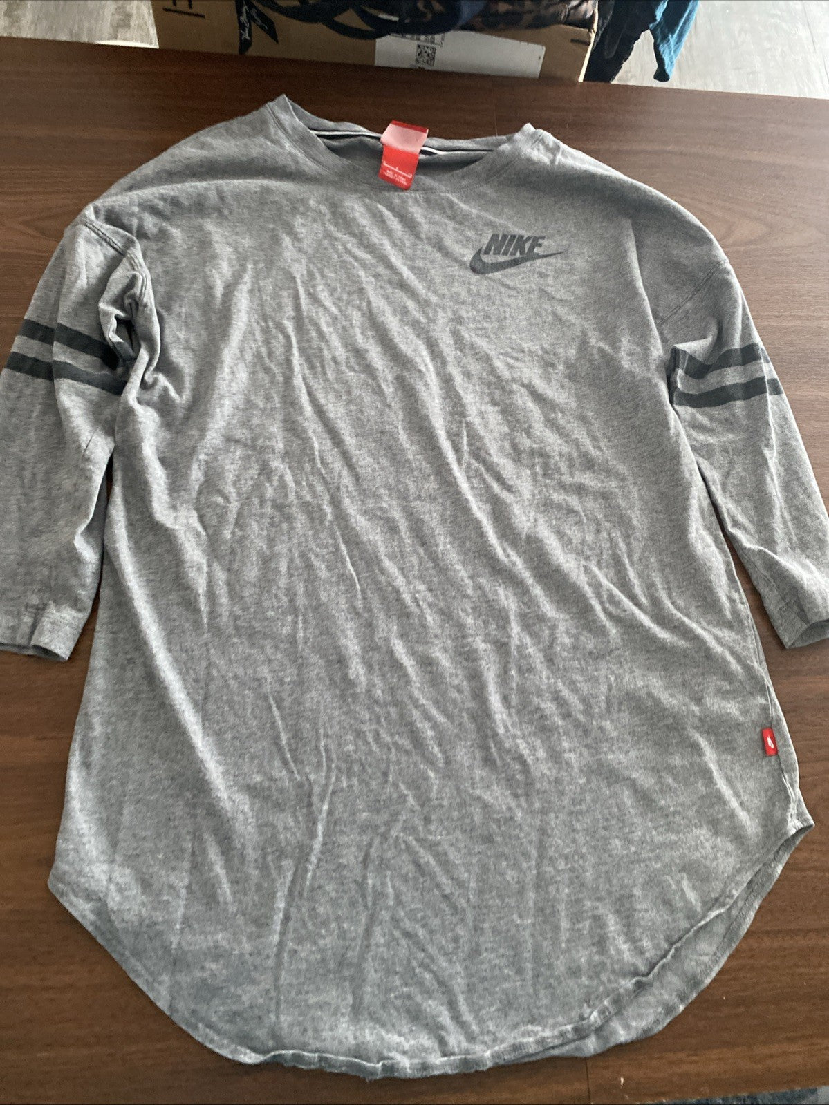 Nike Shirt Women Small Ladies Gray Round Neck Spell out Logo Just Do it Vintage