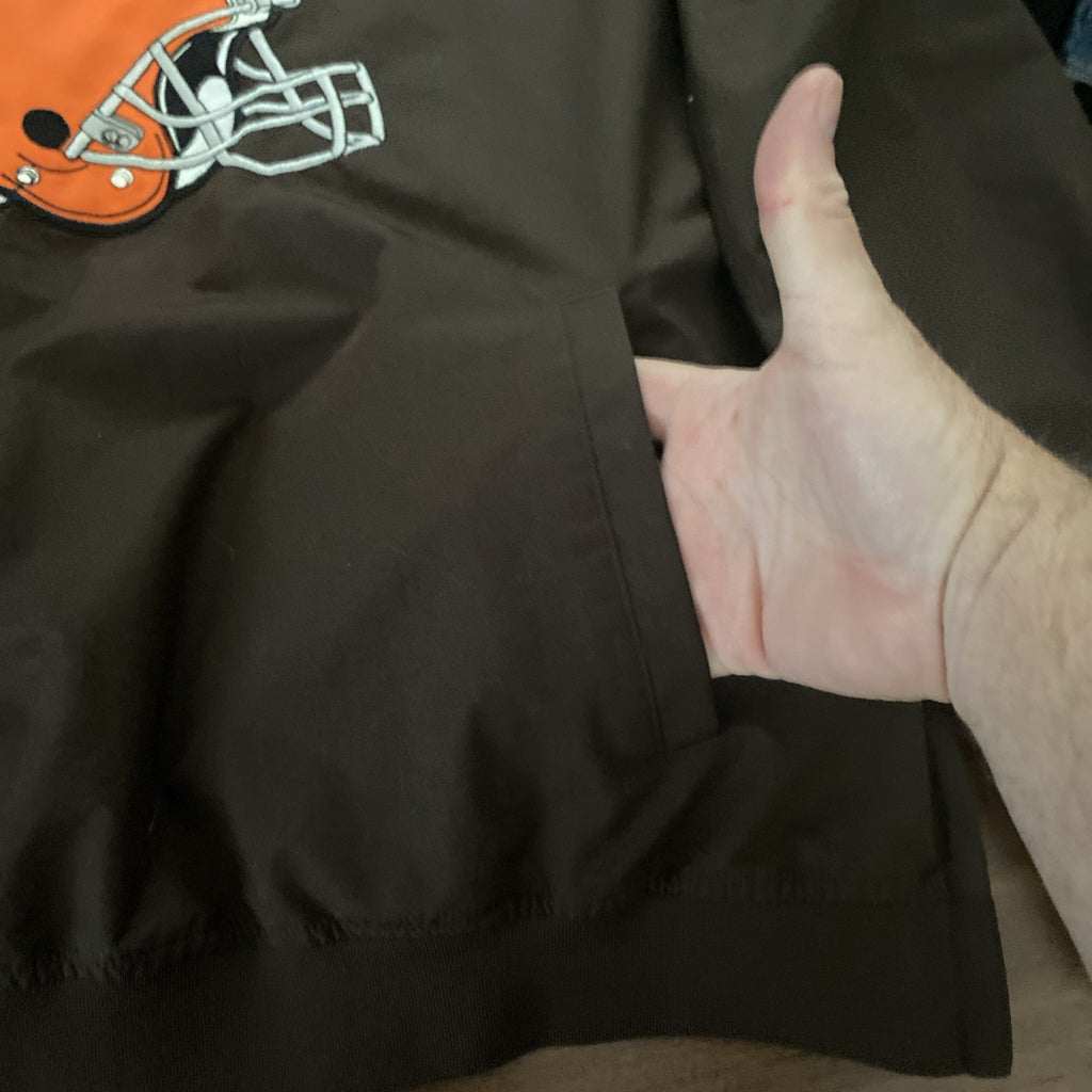 Cleveland Browns NFL V Neck Pullover Windbreaker Mens XL Pullover Side Zip