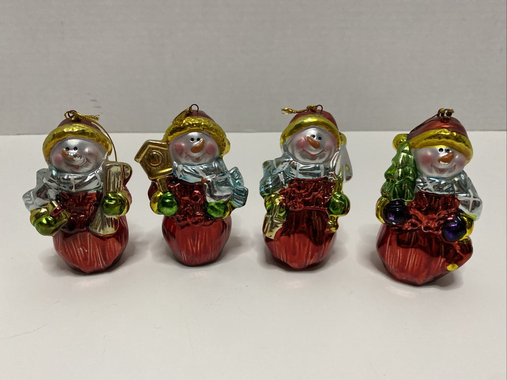Christmas Tree Snowman Ornaments with Hangers 4 ea Small 3"
