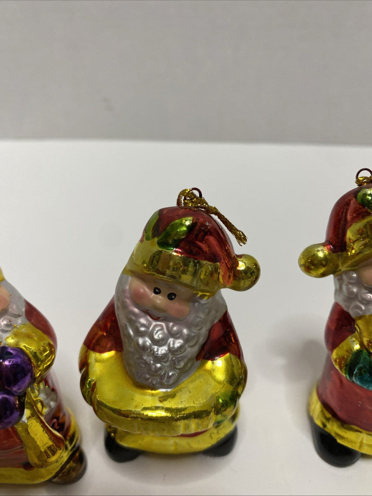 Christmas Tree Santa Claus Ornaments Playing Instruments Set Of 4 Small 3"