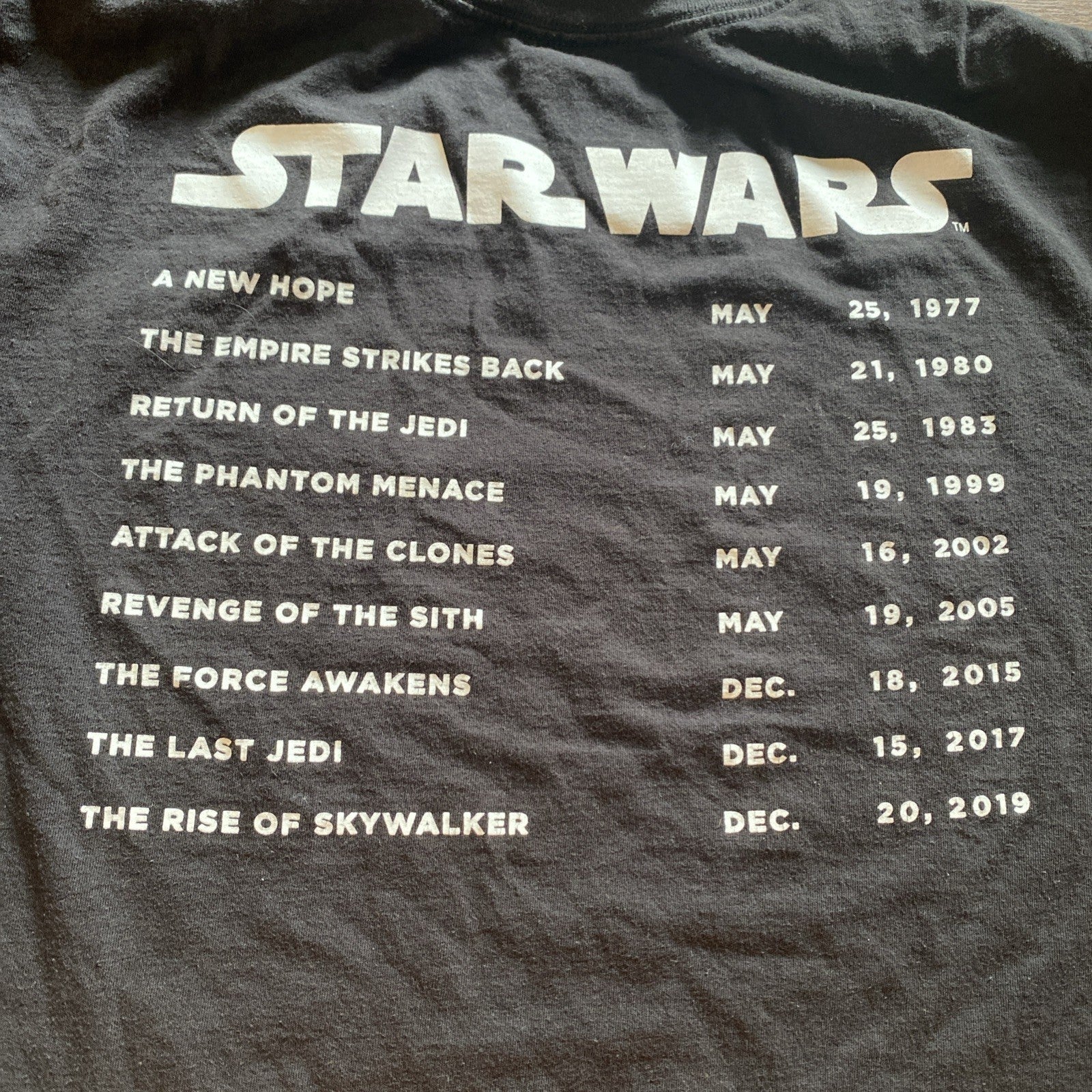 Star Wars Rise Of Skywalker Tshirt. Large VFITHSUN Brand. Prequel Dates,...