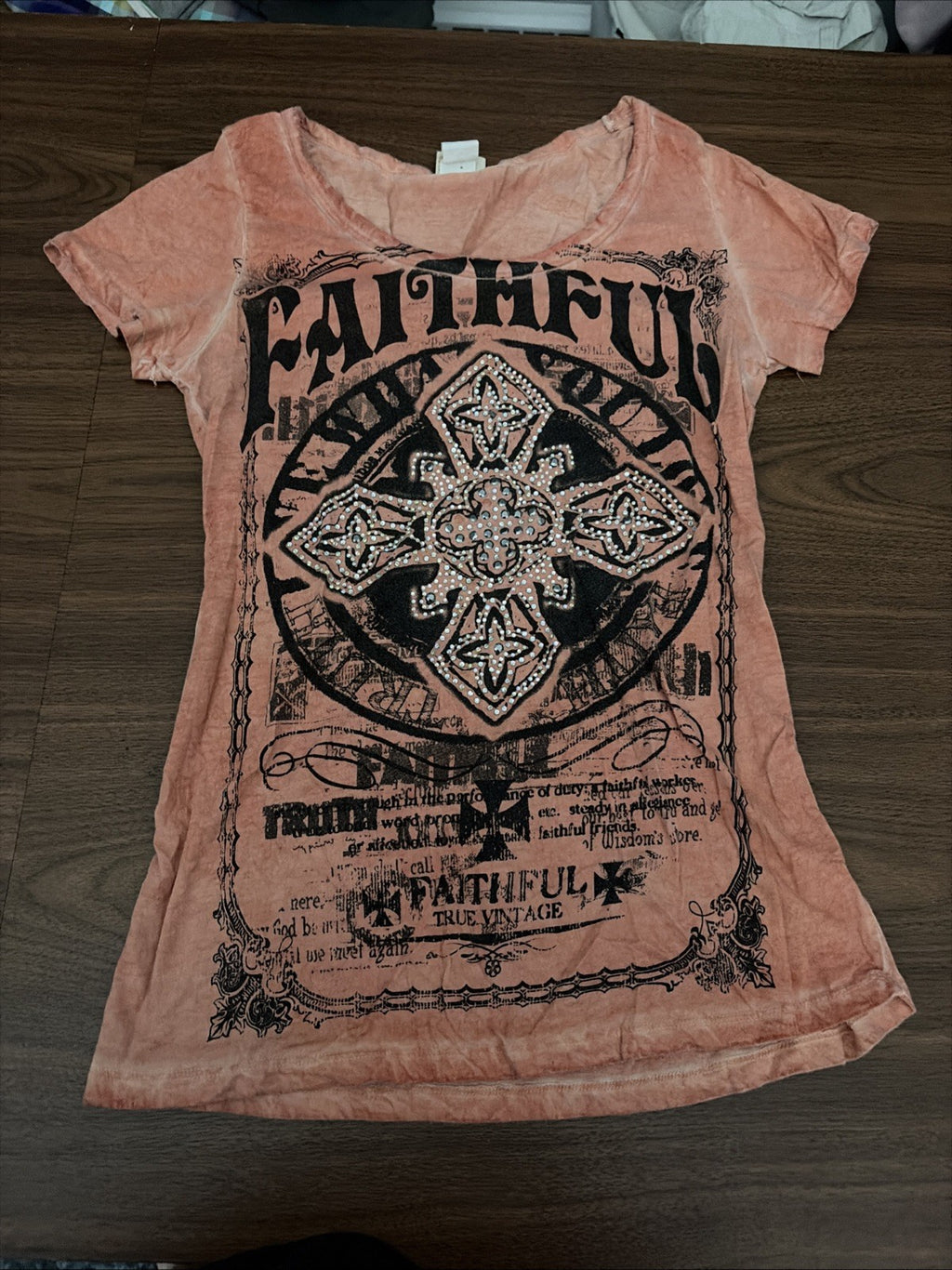 Daytrip Y2K Shirt Womens Largre Slim Fit AOP Affliction Style Grunge Punk Biker