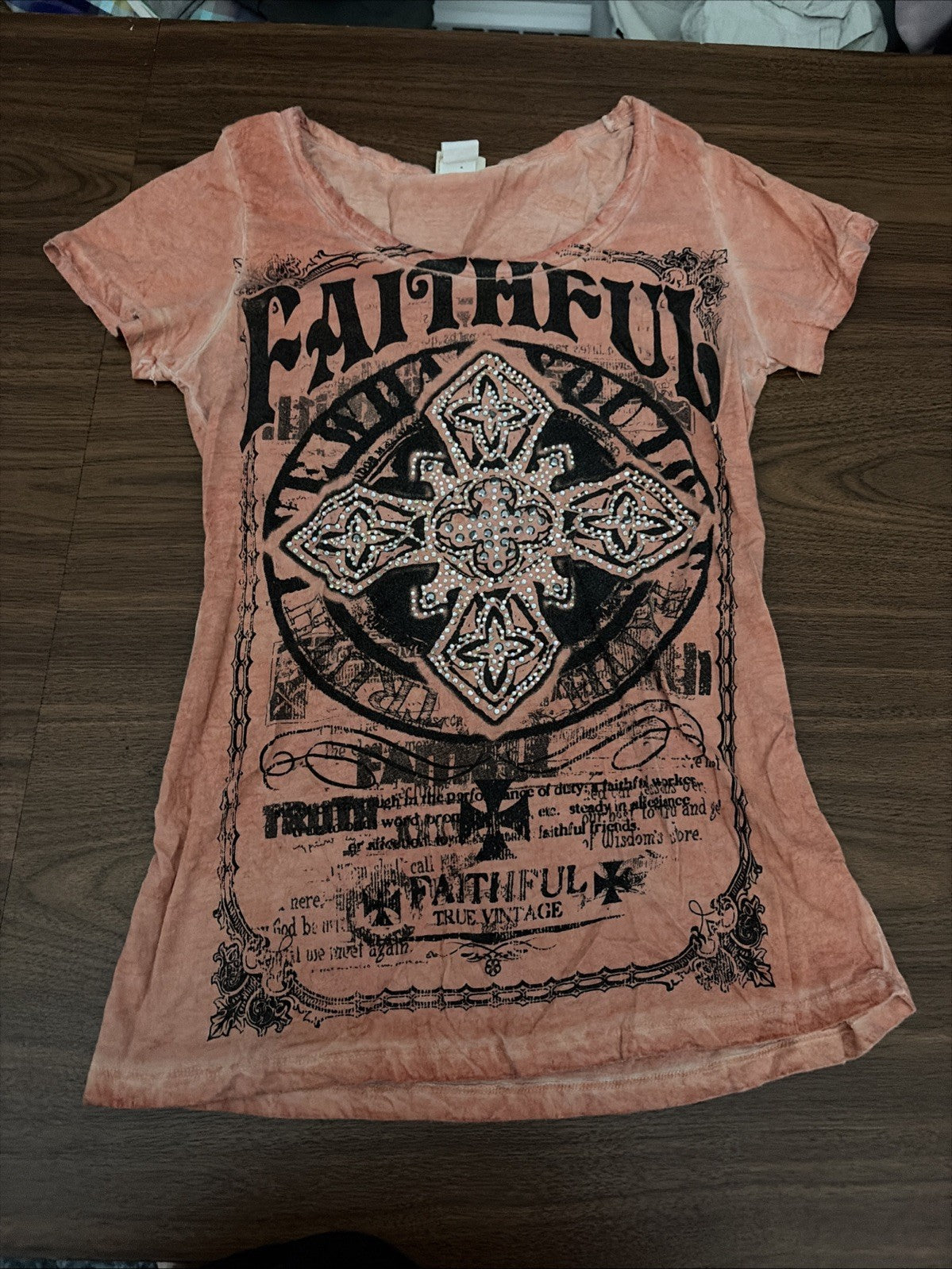 Daytrip Y2K Shirt Womens Largre Slim Fit AOP Affliction Style Grunge Punk Biker