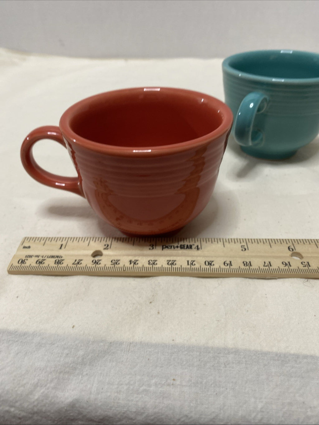 Fiesta Art Deco Teal, Orange Coffee Tea Cup 7.75 oz Durable Fiestaware