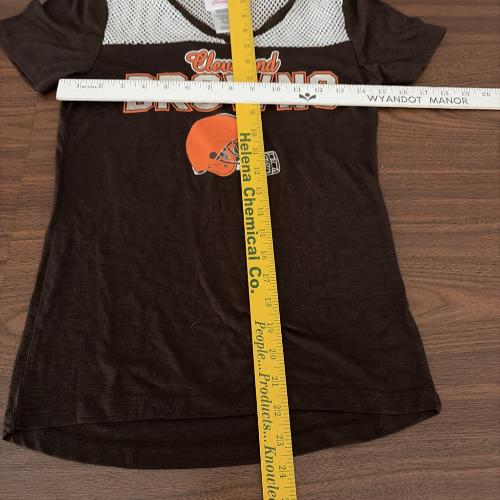 NFL Teens Apparel Medium 7/9 Cleveland Brown Mesh Shoulder Short Sleeve Shirt