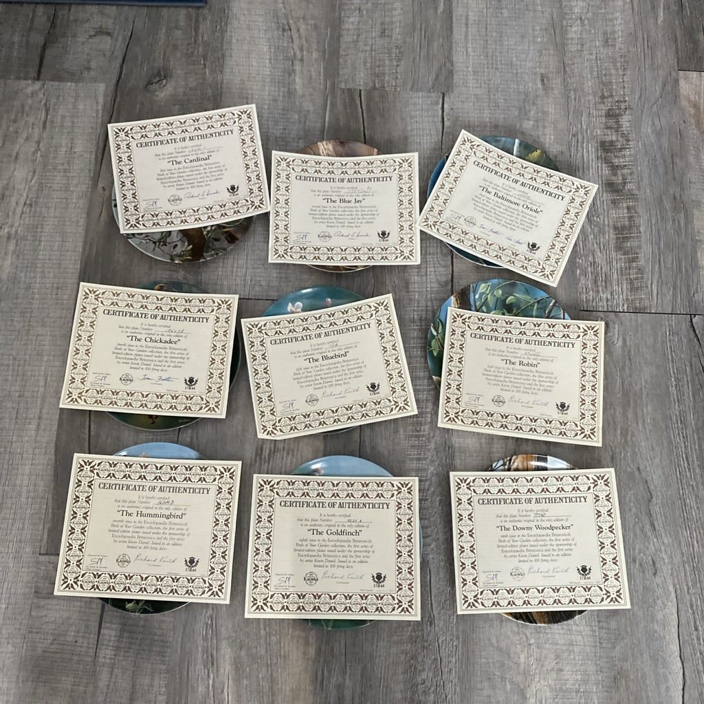 Set Of 9 Knowles Encyclopedia Britannica Birds Of Your Garden Collection Plates