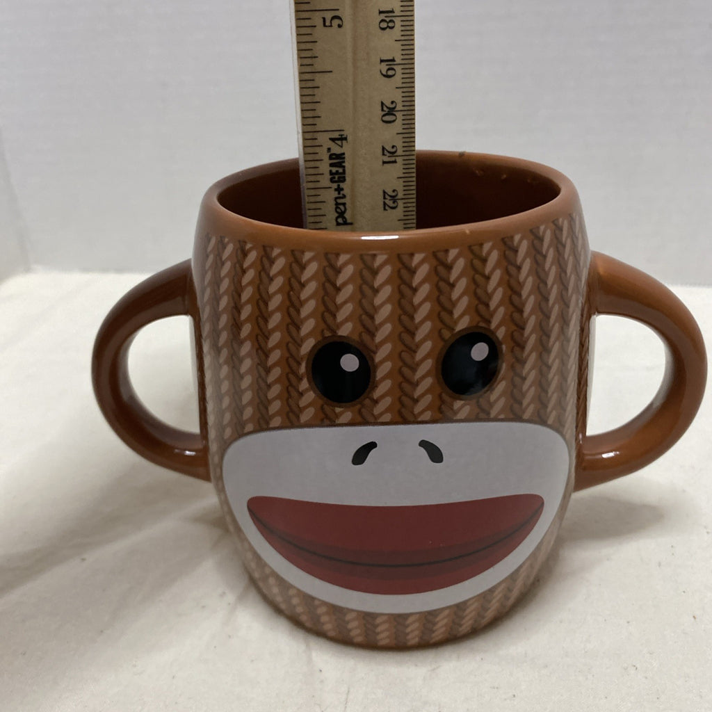 Galerie Sock Monkey 16 oz Ceramic Coffee Or Cocoa Mug With 2 Handles 