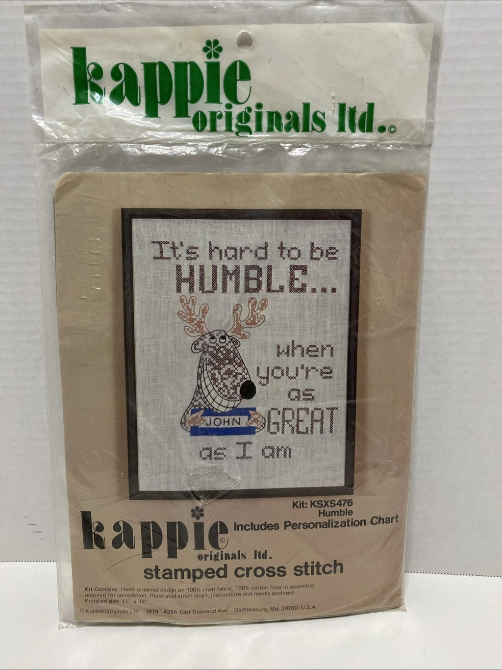 Kappie Originals Ltd Stamped Cross Stitch Kit Humble Deer Personalize New
