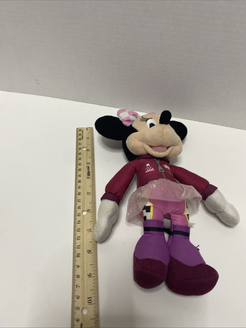 Disney~ Just Play * *Minnie Mouse - Race Car Attire w/Tutu * 10" Bean Bag Plush