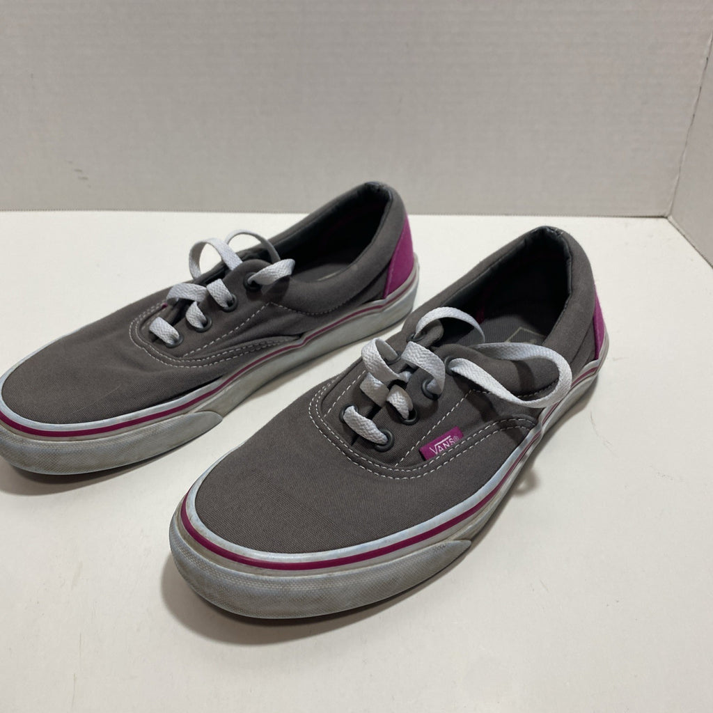 Pink And Grey Low Top Athletic Vans. Men 6 Women 7.5