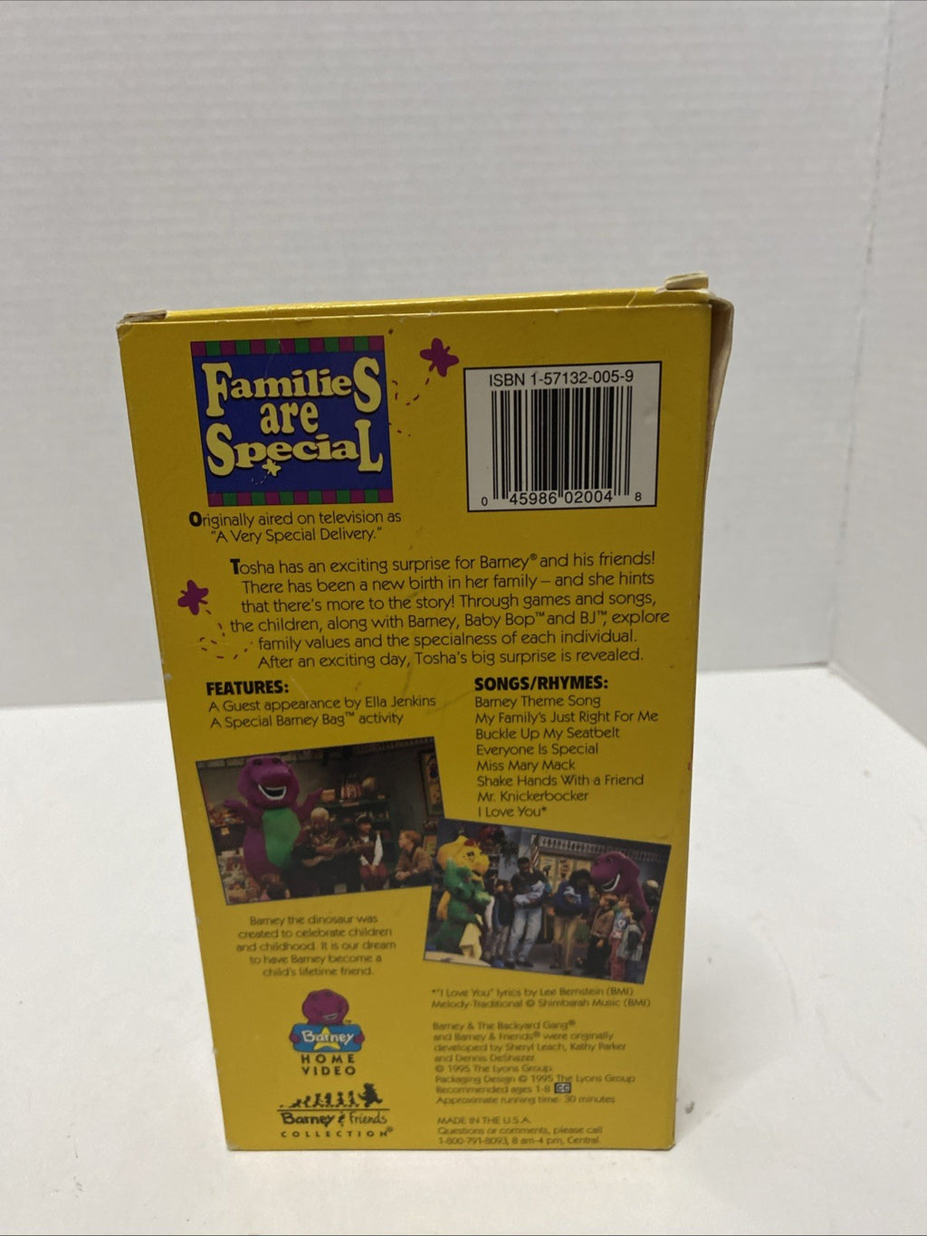 Barney - Families are Special (VHS, 1995) Vintage Childrens TV Show Sing Along