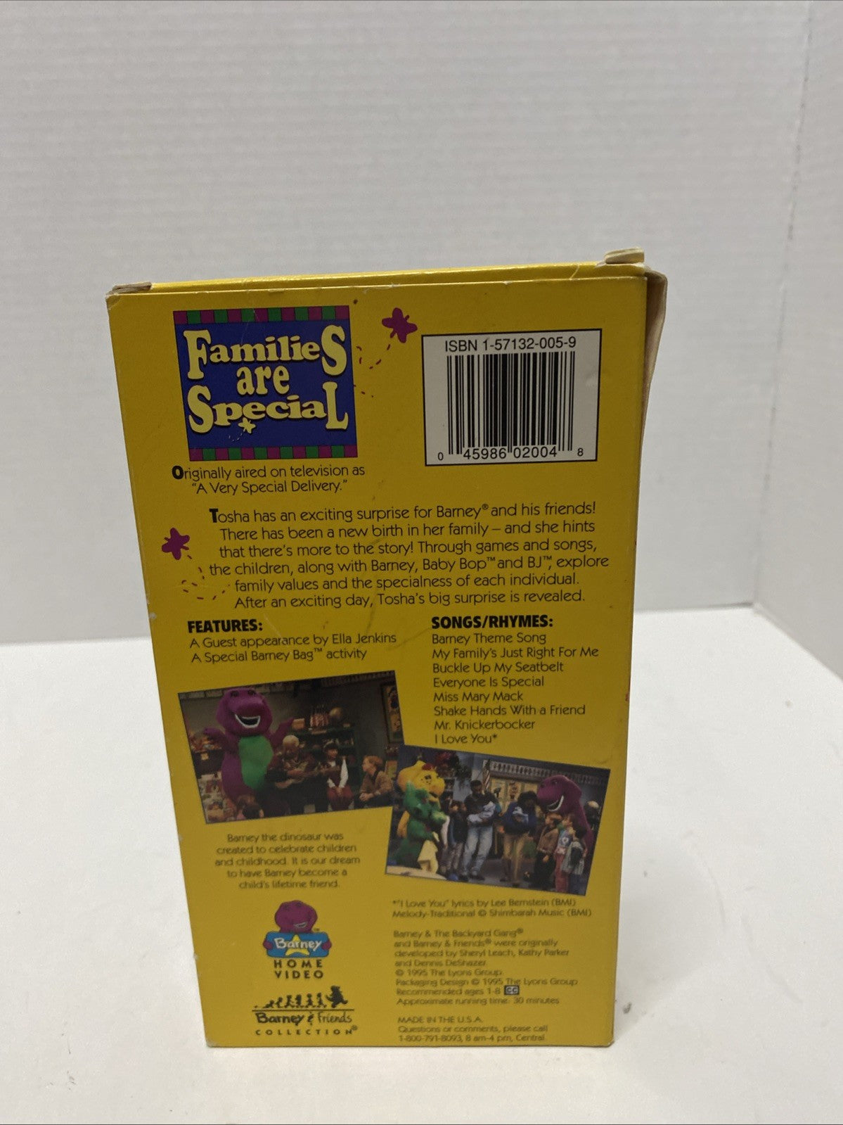 Barney - Families are Special (VHS, 1995) Vintage Childrens TV Show Sing Along