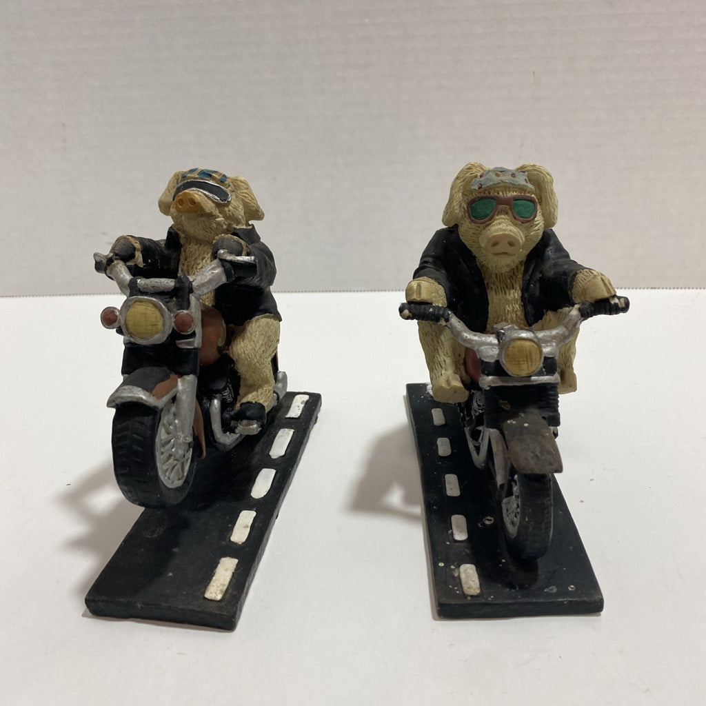 Lot of 2 Young’s Hog/Pig on A Motorcycle Figurine Statue Harley Davidson