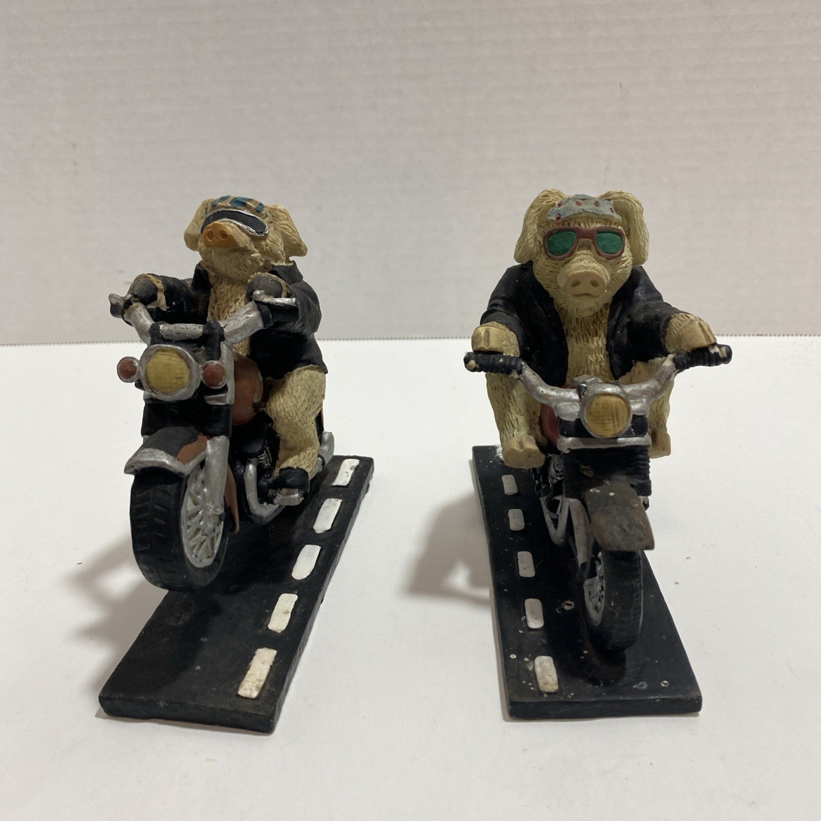 Lot of 2 Young’s Hog/Pig on A Motorcycle Figurine Statue Harley Davidson
