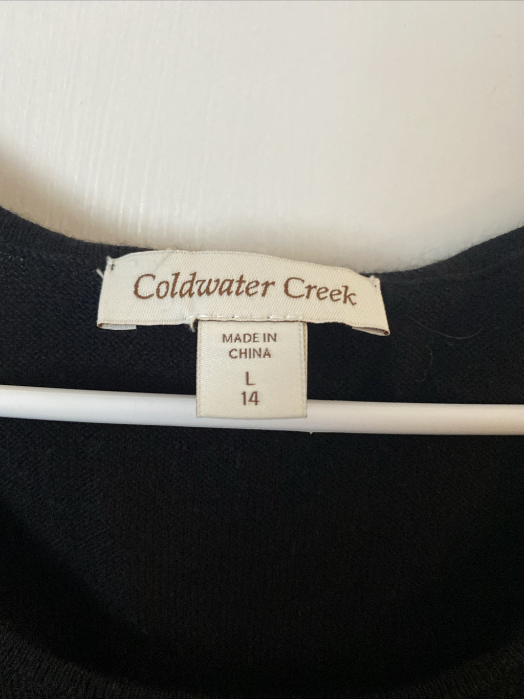 Coldwater Creek Size L Black 100% Cotton Scoop Neck Shell Vest Sweater Top