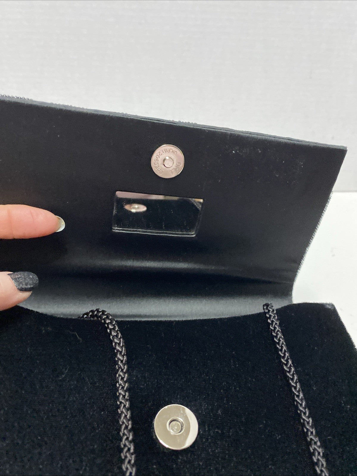 Black Sequin Satin Crossbody Evening Bag Crossbody Purse 8.5” X 5.5”