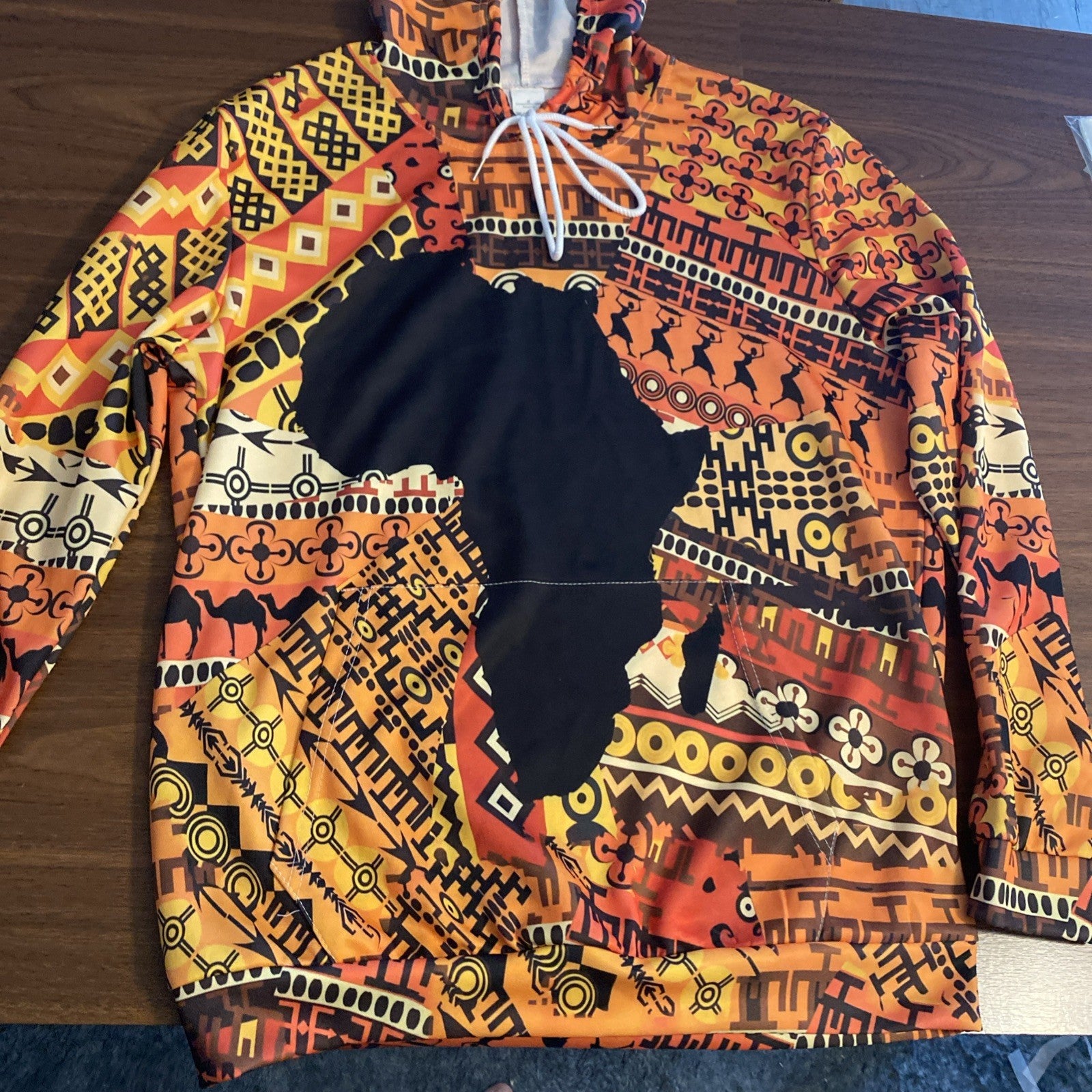 Vintage Men’s hoodie size medium Africa African print African hoodie