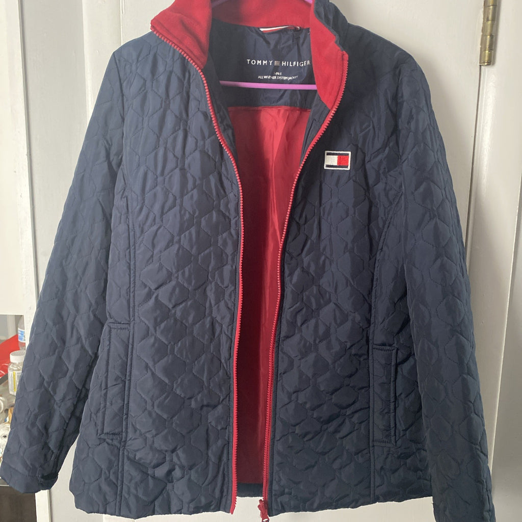 TOMMY HILFIGER Women's 3in1 All Weather System Jacket Navy/Red size Medium