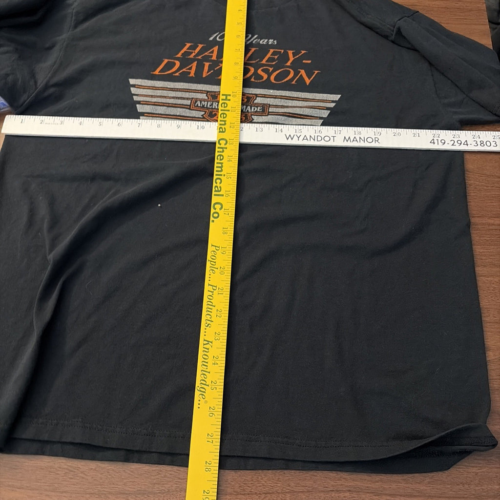 Harley Davidson Motorcycle T-Shirt Short Sleeve Black 100 Year Size Large